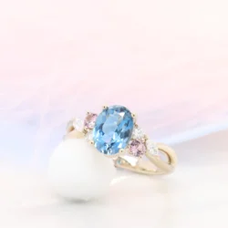 Gemstone: Santa Maria Aquamarine (Mozambique) Oval Shape | Status: Sold (Available for Commission) Aquamarine Ring with Cluster Gemstone Diamond Personalised Jewellery design