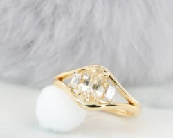 Yellow Sapphire side Emerald Diamond Yellow Gold Dual Band Ring Yellow Sapphire with side emerald cut dual band ring in yellow gold in Singapore