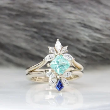 Bespoke Paraiba & Diamond Tiara Band | Status: Private Commission Stackable Wedding Rings - Engagement Ring with Unique Wedding Bands