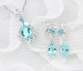 High Jewellery Paraiba Tourmaline Pendant & Earring Set Paraiba tourmaline High Jewellery Pendant with Earring Fine Jeweller in Bespoke Jewellery