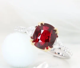 Ruby Cushion Shape est 2.0ct | Vivid Red 'Pigeon Blood' Unheated (Mozambique) | GRS Certified
Status: Private Commission Pigeon Blood Ruby Gemstone Ring fine jewelry with Fancy Diamond Ring