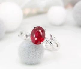 Ruby Engagement Ring pigeon blood ruby gemstone customised leaves inspired design