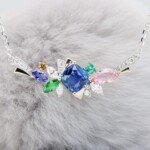 Blue Sapphire Necklace-with Family Birthstone Jewellery Emerald Tsavorite Mandrian Garnet Tanzanite to Imperial Topaz Customised Jewellery Unheated Blue Sapphire Birthstone jewellery custom design with rare unheated royal blue sapphire gemstone customised gemstone of family member