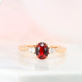 Unheated Red Ruby Ring with Diamond - Custom Jewellery