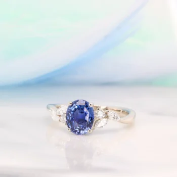 Custom Ring design with blue sapphire and marquise diamond. Personalised design to your style with bespoke jewellery