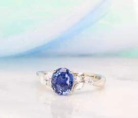 Custom Ring design with blue sapphire and marquise diamond. Personalised design to your style with bespoke jewellery