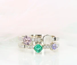 Customised Jewellery Family Birthstone Jewellery Moonstone Tanzanite Emerald Spinel Diamond Custom Ring Customised Jewellery Family Birthstone Ring with moonstone tanzanite emerald spinel and diamond ring