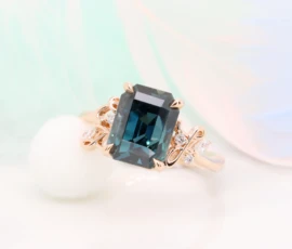 Bespoke Teal Sapphire Ring (Hidden Initials) | Status: Private Commission Teal Sapphire with personalised initial proposal ring