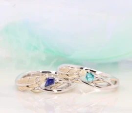 Feather Ring Jewellery with Gemstone Wedding Ring