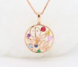 Personalised Jewellery Family Birthstone Pendant with Cross & Dove initial Unique Personalised design in singapore