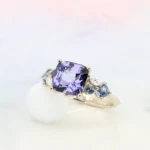 Purple Spinel Personalised Design with Marquise and Blue Spinel Ring Personalised Jewellery with Penguin and Rabbit Spinel Jewellery