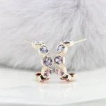 Honeycomb Jewellery Multi-coloured Spinel Hexagon Earring Loop Honeycomb Jewellery - Honeycomb Earring Loop multi-coloured spinel and diamond Champagne Gold Custom Bee Honeycomb