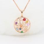 Personalised Jewellery Family Birthstone Pendant with Cross & Dove initial Personalised Jewellery Family Birthstone Pendant with Cross & Dove initial by GIOIA Fine Jewellery