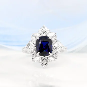 Royal Blue Sapphire 3.0ct Unheated Fine Jewelry Fancy Diamond-Ring Custom Royal Blue Sapphire 3.0ct Unheated Bespoke Fine Jewelry Fancy Diamond Ring in Singpapore