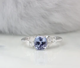 Bespoke Sky Blue Sapphire Hydrangea Ring (Nature Motif) | Status: Private Commission Sapphire Engagement Ring with Leaves Inspired Design and hydrangea flora design