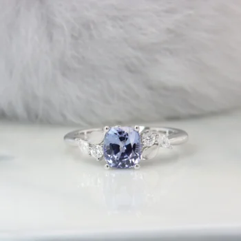 Bespoke Sky Blue Sapphire Hydrangea Ring (Nature Motif) | Status: Private Commission Sapphire Engagement Ring with Leaves Inspired Design and hydrangea flora design