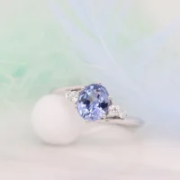 Sapphire Engagement Ring with Round Brilliant Diamond