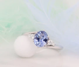 Sapphire Engagement Ring with Round Brilliant Diamond