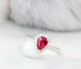 Ruby Pear Shape est 1.0ct | Vivid Red 'Pigeon Blood' Unheated (Mozambique) | GRS Certified
Status: Private Commission Pigeon Blood Ruby Pear Halo Diamond Wedding Ring