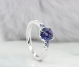 Colour Change Round Sapphire Ring Perspective