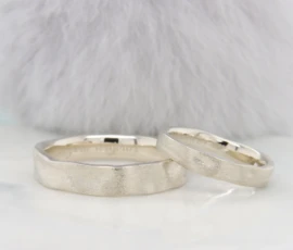 Natural Organic Finishing Texture Wedding Bands Champagne Gold