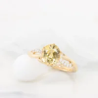 Yellow Sapphire Diamond Twisted Ring in Yellow Gold Perspective