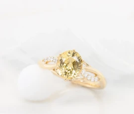 Yellow Sapphire Diamond Twisted Ring in Yellow Gold Perspective