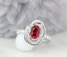 Pigeon Blood Ruby Floral Diamond Ring Unheated Flora Inspired Diamond Perspective