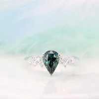 Teal Sapphire Icy Peaks Diamond Ring